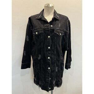 Zara Distressed Oversized Denim Jacket Size S